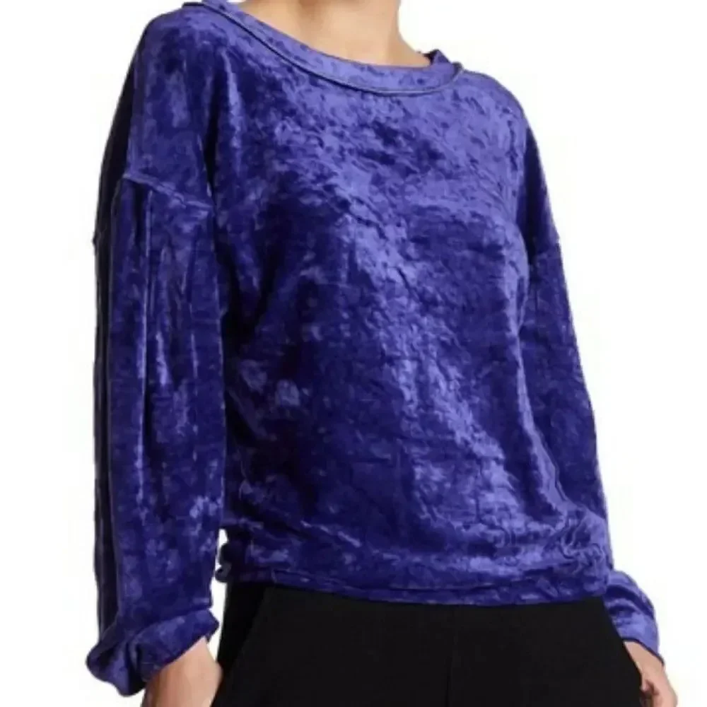 Free People We the Free Milan Crushed Velvet Top Women's XS Purple Night